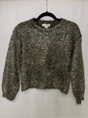 Treasure & Bond Metallic Cropped Sweater - Gold
